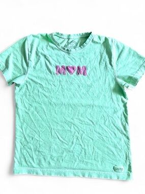 Life is Good woman’s green "Mom"soft high quality cotton graphc T-shirt tee Sz M